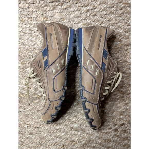 Skechers Biker Casual Walking Brown Leather Dress Shoes Work - Picture 7 of 10